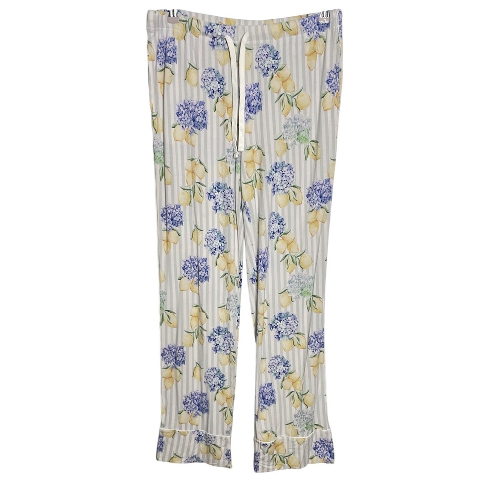 Posh Peanut Pajama Bamboo Pants Lemon Hydrangea Print Large